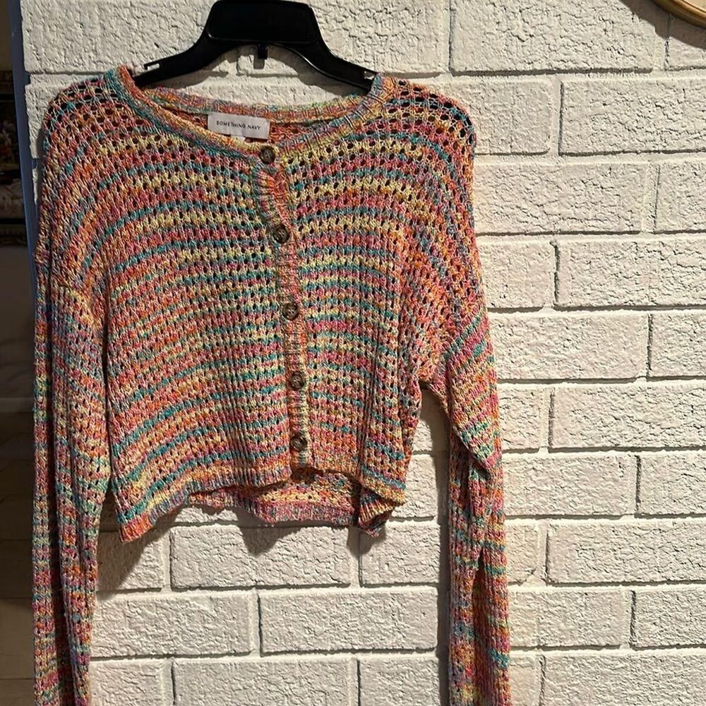 Something Navy Women's Pink and Blue Cardigan